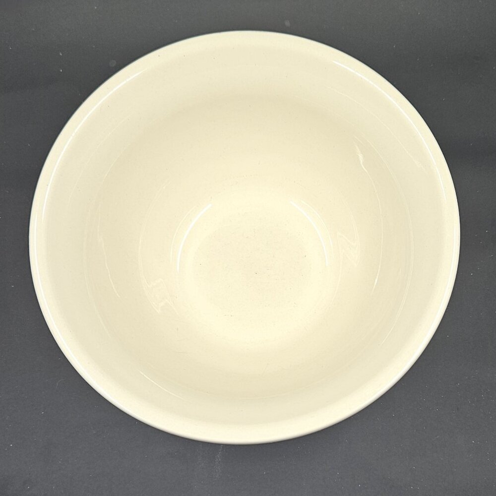Friendship Pottery 6" Mixing Bowl Roseville Ohio 2 Blue Stripes on Cream - Picture 5 of 10